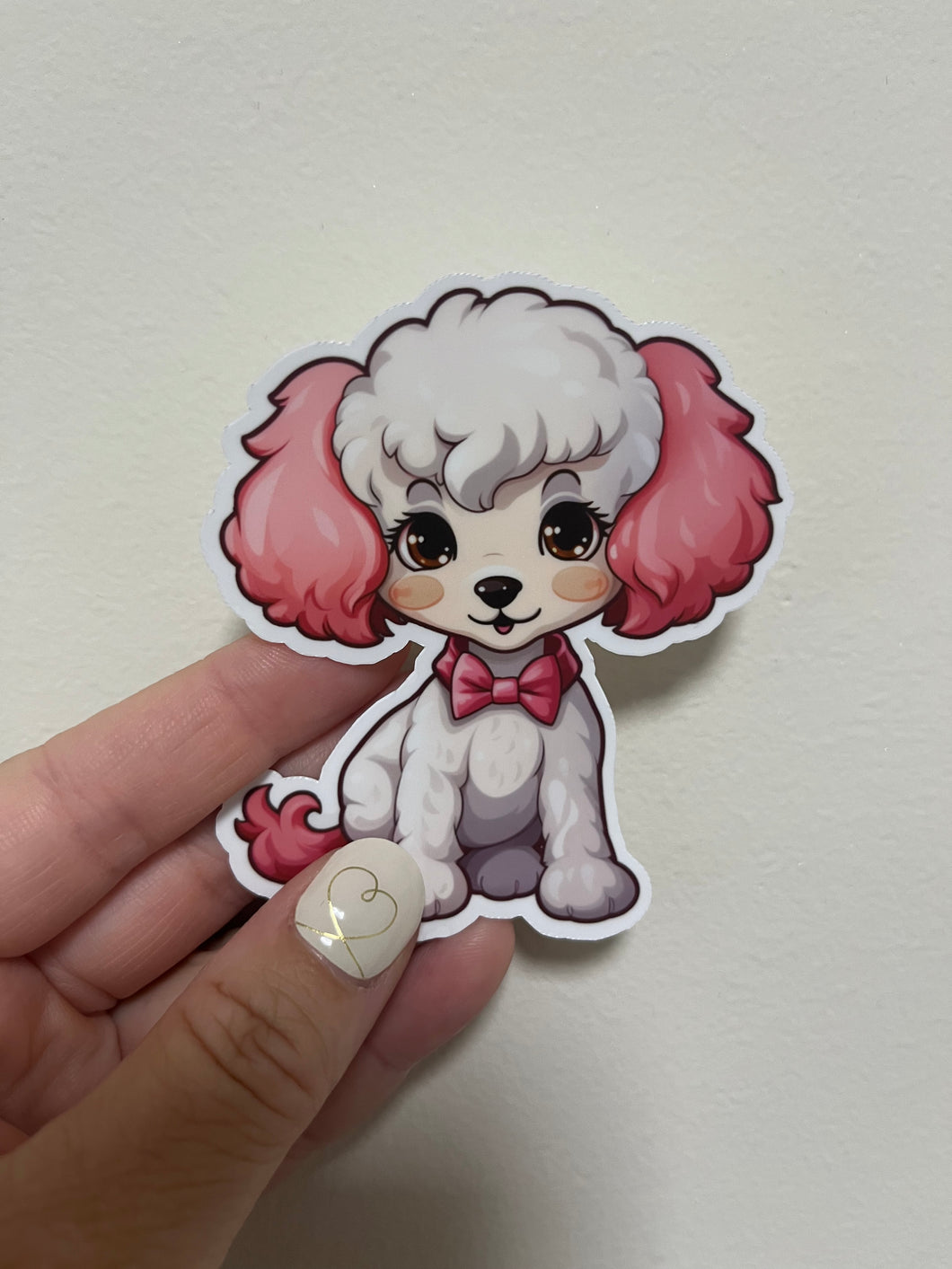White Poodle with Pink Ears