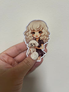 Blonde Girl with Dress and White Poodle