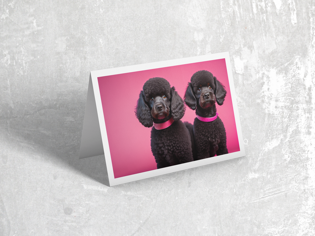 Black Poodle Double Vision with Pink Background