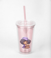 Load image into Gallery viewer, Purple Hat Girl with Brown Doodle
